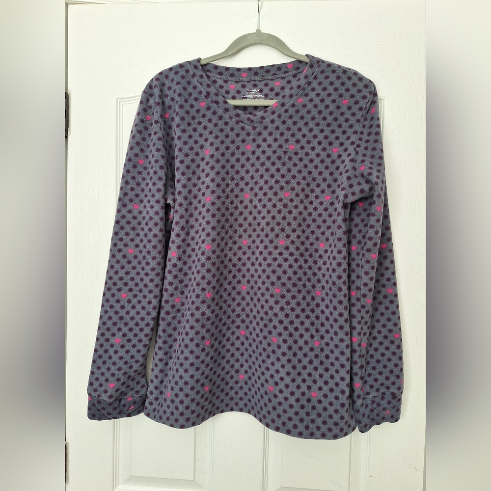 Chic Polka Dot Sweatshirt - Gray and Pink Lounge